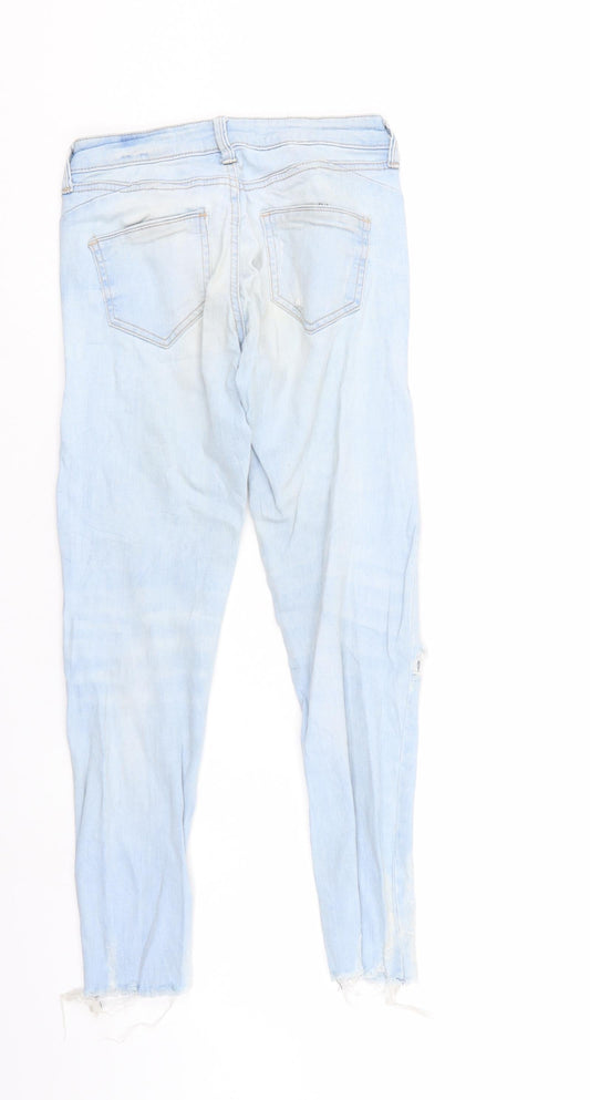 Denim & Co. Womens Blue Denim Tapered Jeans Size 4 L26 in