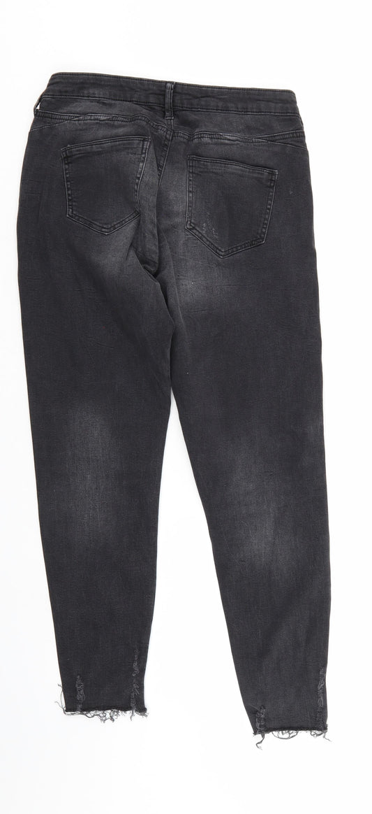 Denim & Co. Womens Black Denim Tapered Jeans Size 12 L27 in