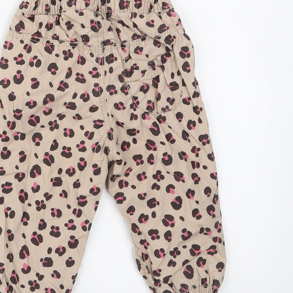 H&M Girls Brown Animal Print Cargo Trousers Size 6-9 Months