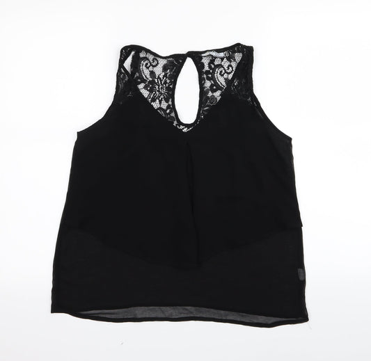 2 bone Womens Black Floral Basic Tank Size M