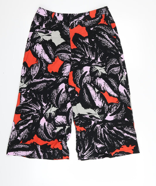 Womens UK Size 10 Papaya Regular Fit Capri Black Trousers