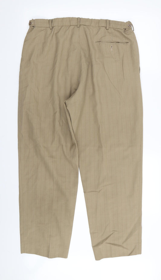 Preworn Mens Beige Striped Trousers Size 32 in L27 in