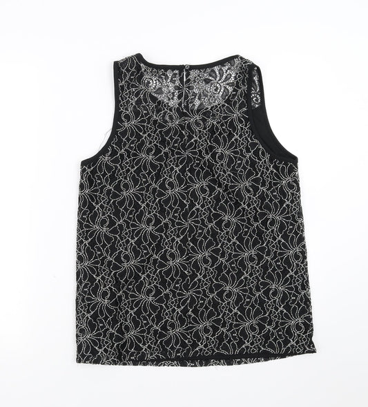 Papaya Womens Black Floral Basic Blouse Size 10