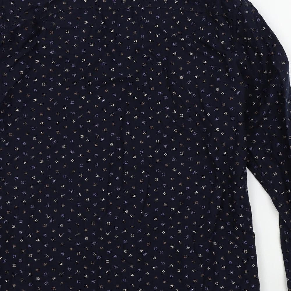 F&F Mens Blue Geometric Button-Up Size M