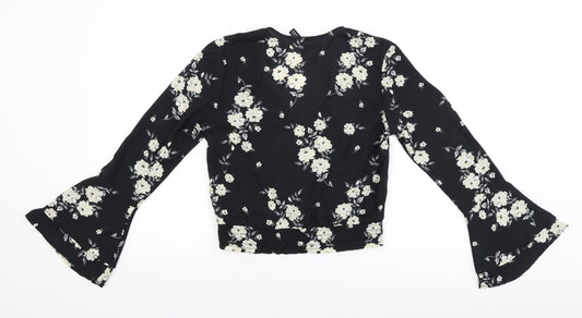 Womens UK Size 4 Divided Black Cropped Blouse