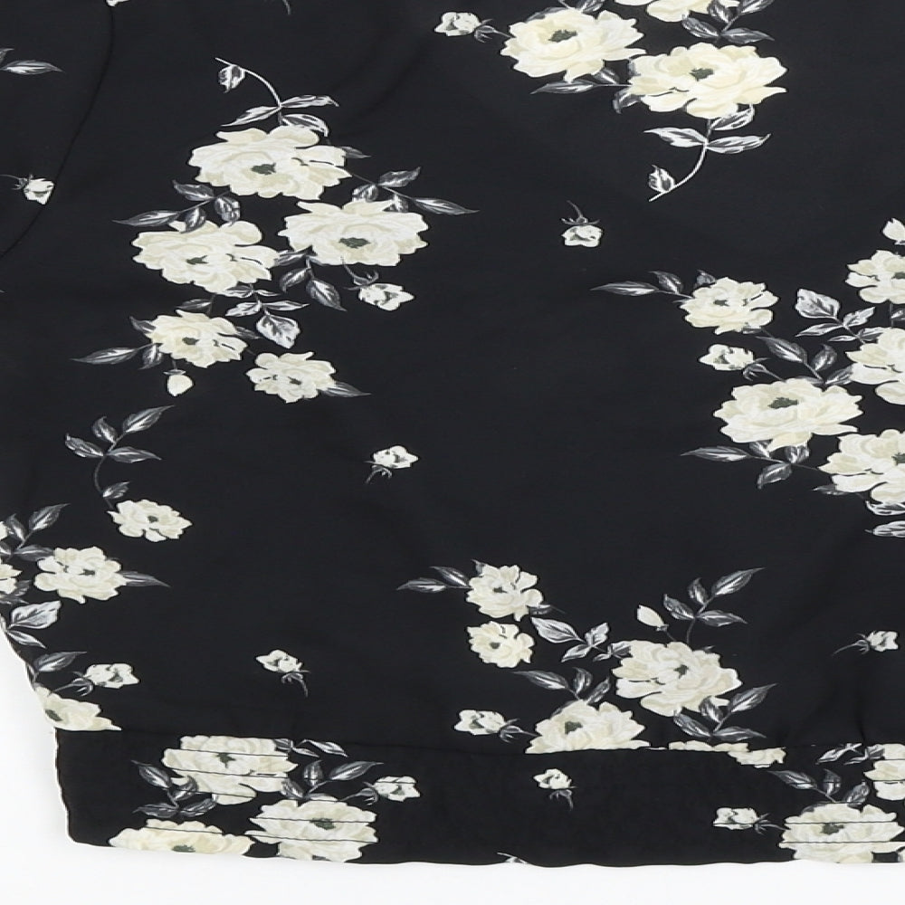 Womens UK Size 4 Divided Black Cropped Blouse