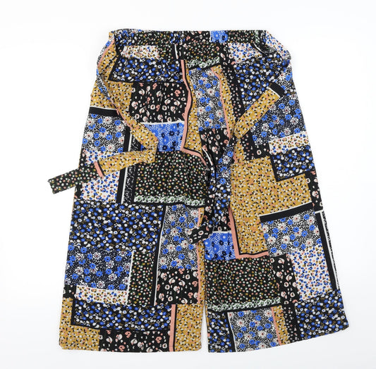 Primark Womens Black Floral Trousers Size 10 L20 in