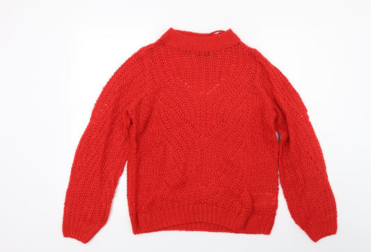 Moda Womens Red Knit Pullover Jumper Size S
