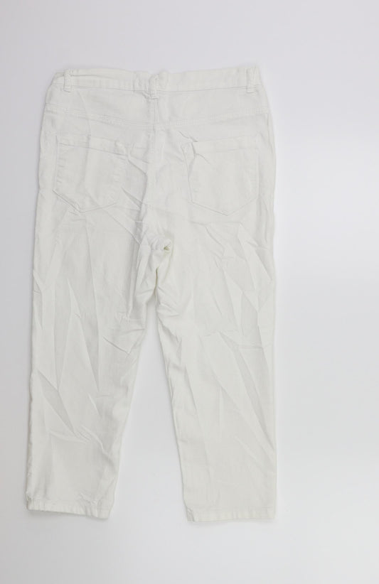 Womens UK Size 28 in Preworn Regular Fit Cropped White Jeans
