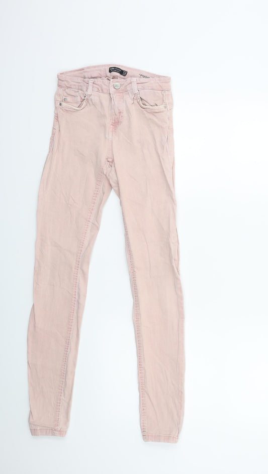 Bershka Womens Pink Denim Skinny Jeans Size 6 L30 in
