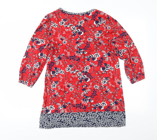 M&Co Womens Red Floral Shift Size 10