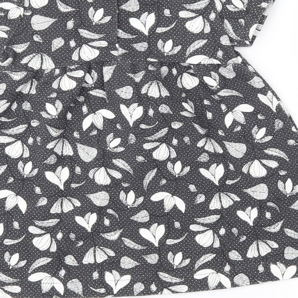 Zara Girls Grey Floral Fit & Flare Size 6-9 Months