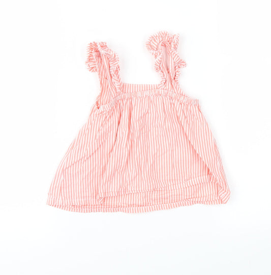 Nutmeg Girls Pink Striped Pinafore/Dungaree Dress Size 6-9 Months