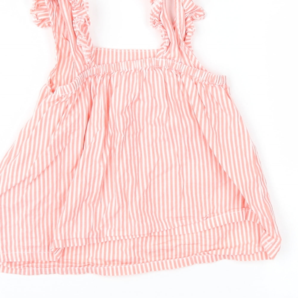 Nutmeg Girls Pink Striped Pinafore/Dungaree Dress Size 6-9 Months