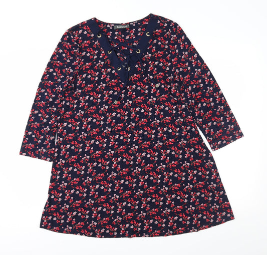 Bonmarché Womens Blue Floral A-Line Size 12