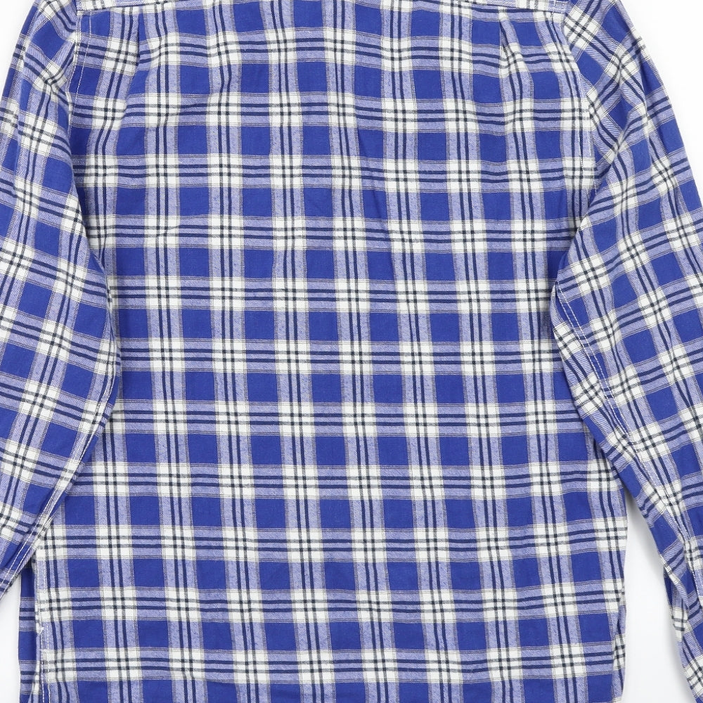 Xcape Mens Blue Check Button-Up Size XL