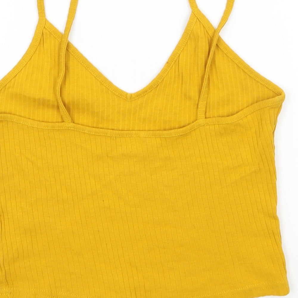 Womens UK Size 8 Topshop Yellow Basic Tank