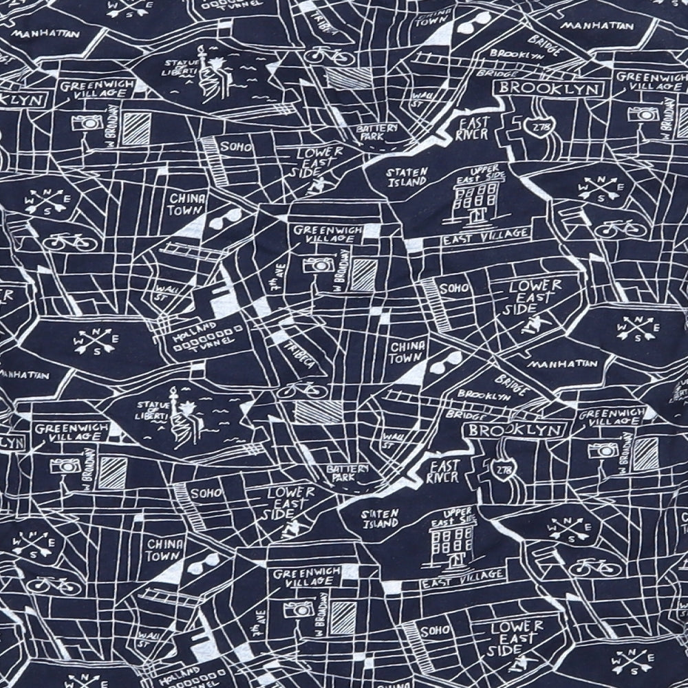 Primark Boys Blue Geometric Jersey Basic T-Shirt Size 7-8 Years - New York Map Print