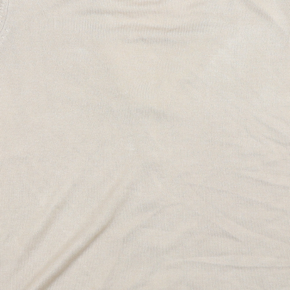 Womens UK Size S Preworn Beige Basic T-Shirt