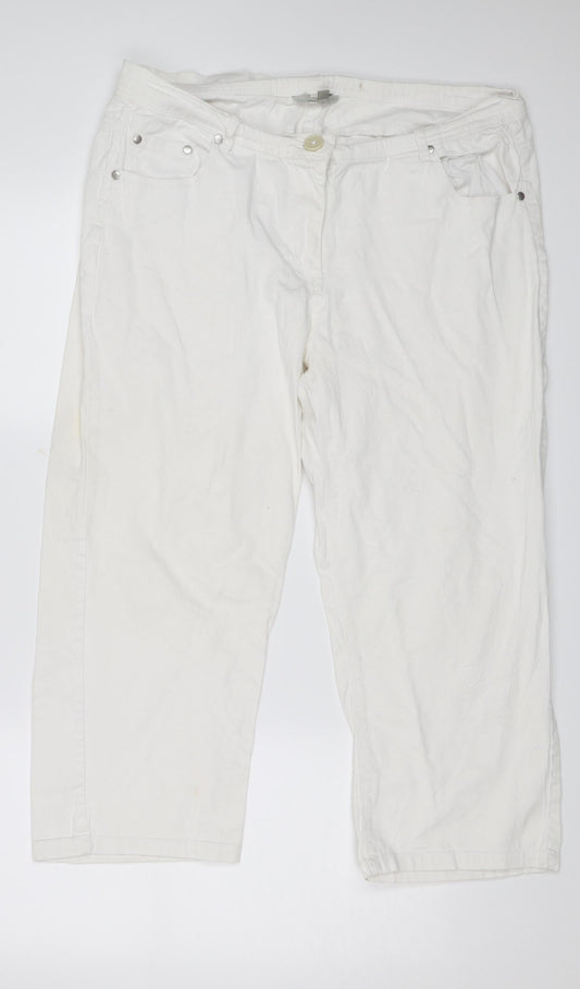 Womens UK Size 18 Mia Moda Regular Fit White Trousers
