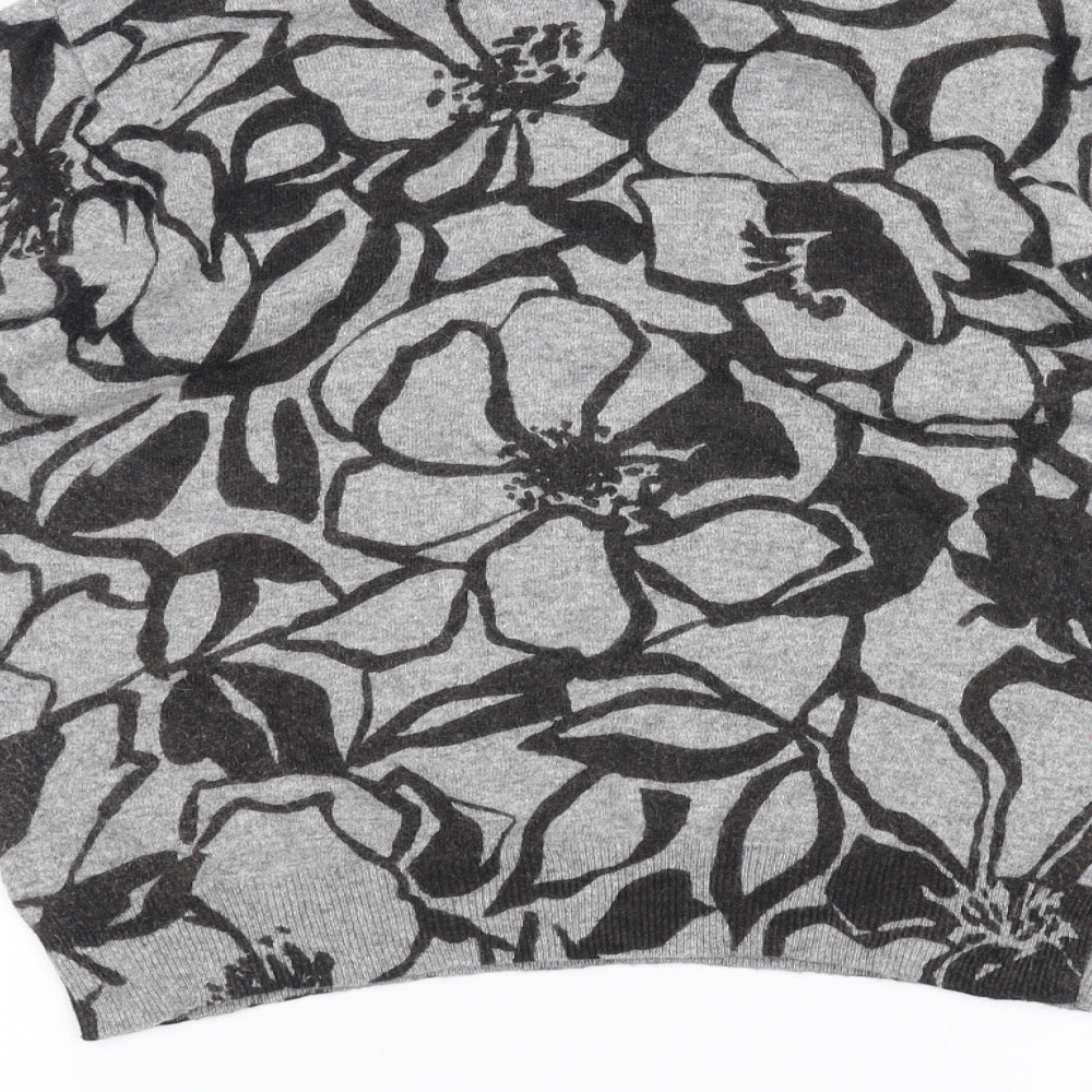 Country Club Womens Grey Floral Pullover Jumper Size L