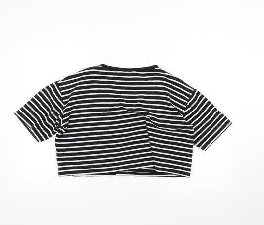 New Look Womens White Striped Basic T-Shirt Size 12