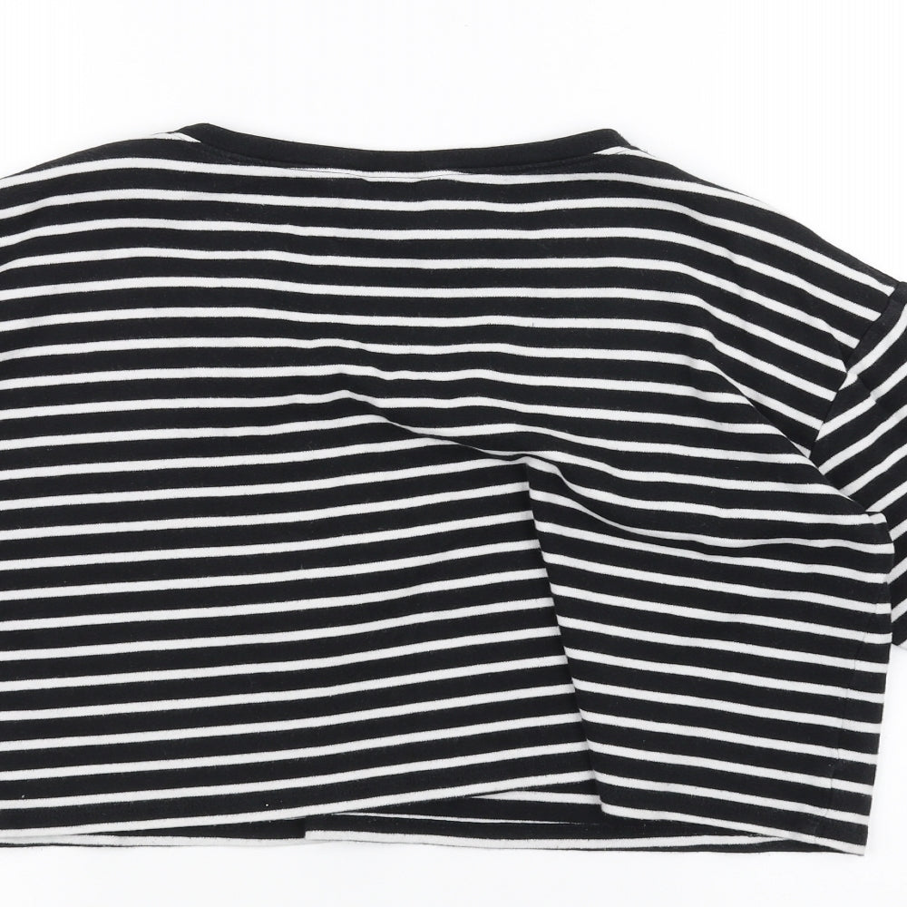 New Look Womens White Striped Basic T-Shirt Size 12