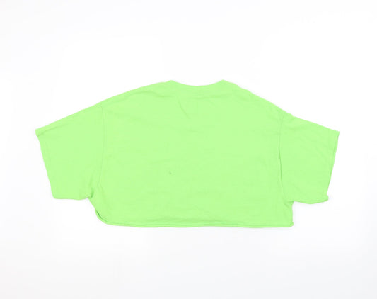 PRETTYLITTLETHING Womens Green Cropped T-Shirt Size M