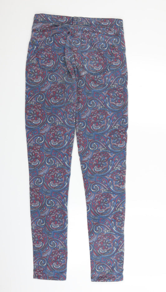 Topshop Womens Purple Paisley Denim Straight Jeans Size 30 in L30 in
