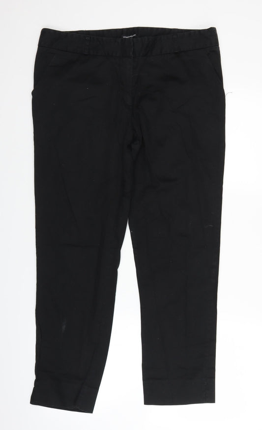Womens UK Size 16 Warehouse Regular Fit Black Trousers