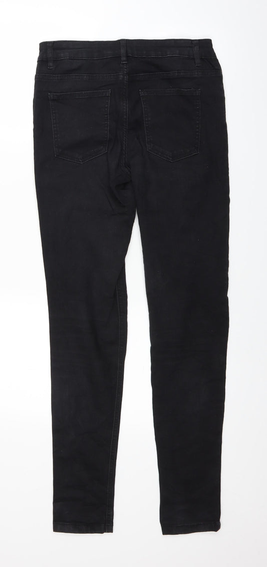 Womens UK Size M Denim Regular Fit Straight Black Jeans