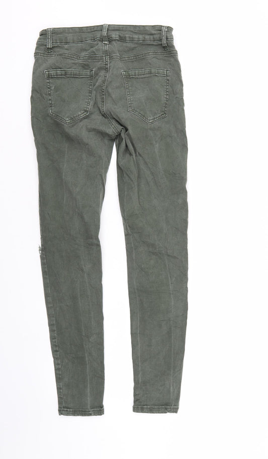 Hand Work denim Mens Green Denim Tapered Jeans Size 26 L29 in