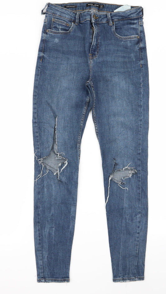 Womens UK Size 26 Bershka Regular Fit Skinny Blue Jeans