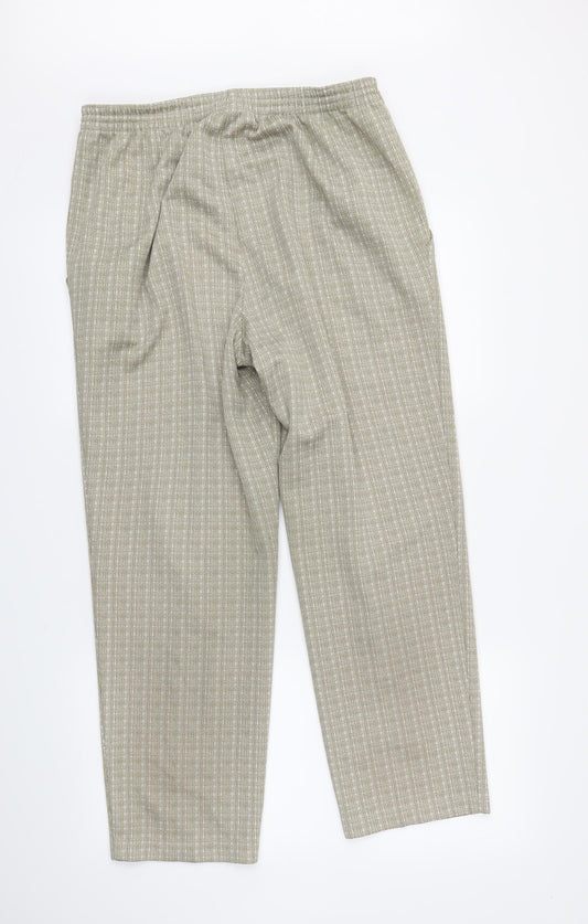 M&S Womens Beige Plaid Trousers Size 14 L25 in