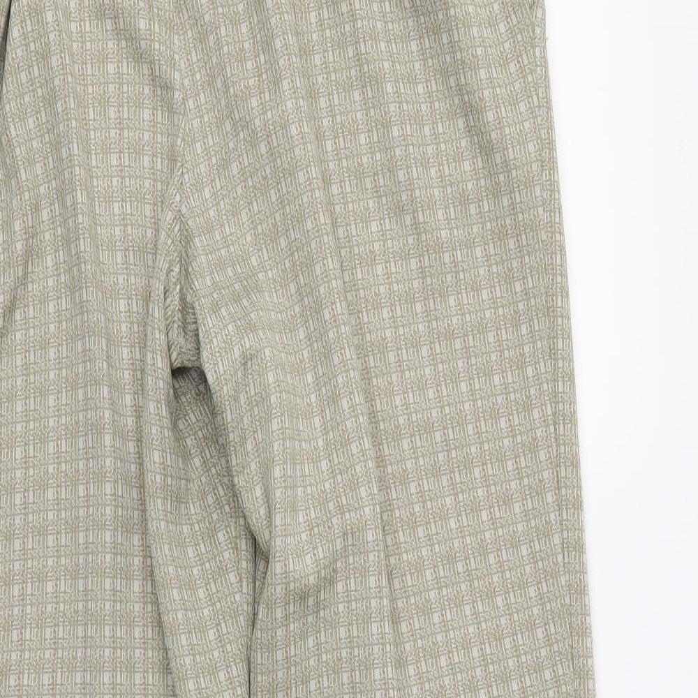 M&S Womens Beige Plaid Trousers Size 14 L25 in