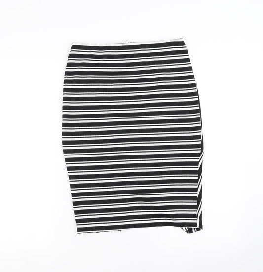 Primark Womens Black Striped  Straight & Pencil Skirt Size 10  - wrap style