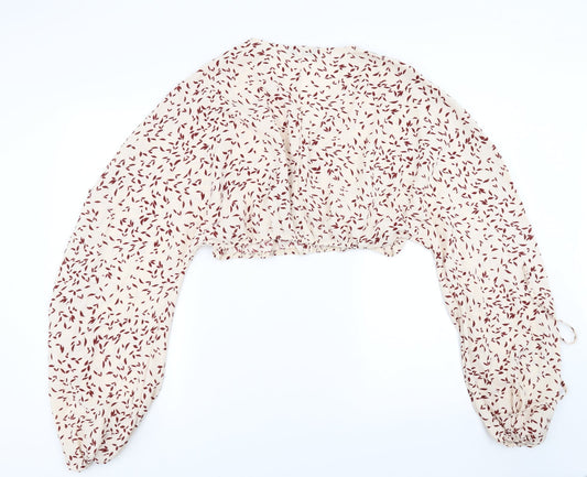 SheIn Womens Pink Geometric Basic Blouse Size L - cropped