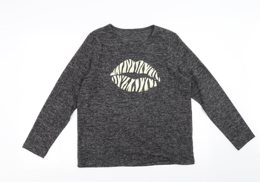Sainsburys Womens Grey Pullover Jumper Size 12 - lips