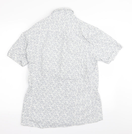 Mens UK Size 15.5 outrage White Button-Up Short Sleeve Casual Shirt
