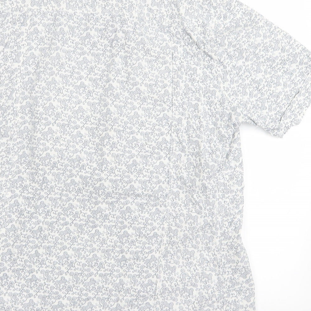 Mens UK Size 15.5 outrage White Button-Up Short Sleeve Casual Shirt