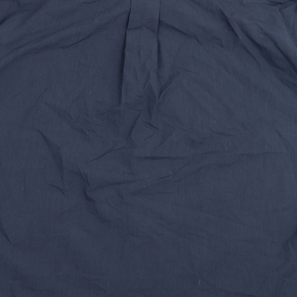 Mens UK Size 15 copperstone Blue Button-Up Short Sleeve Casual Shirt