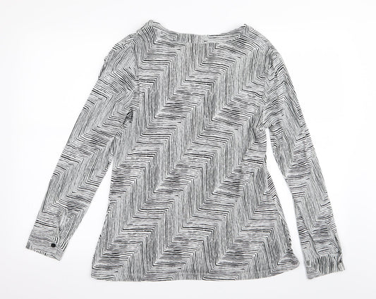 Epilogue Womens Black Striped Basic T-Shirt Size 12