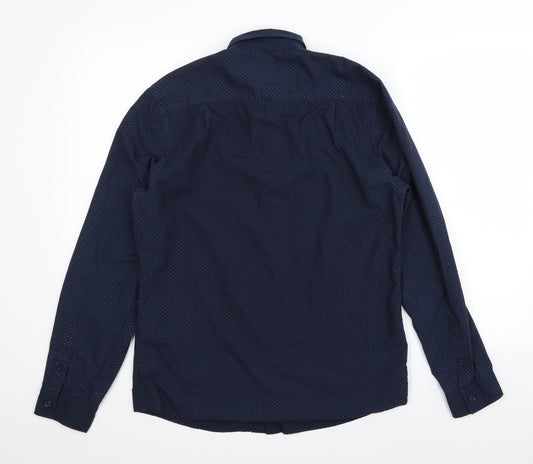 F&F Mens Blue Polka Dot Button-Up Size S