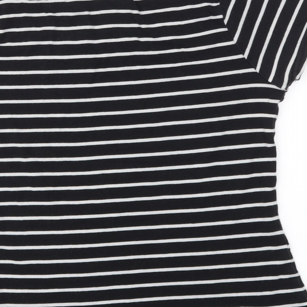 George Womens Black Striped Basic T-Shirt Size 10