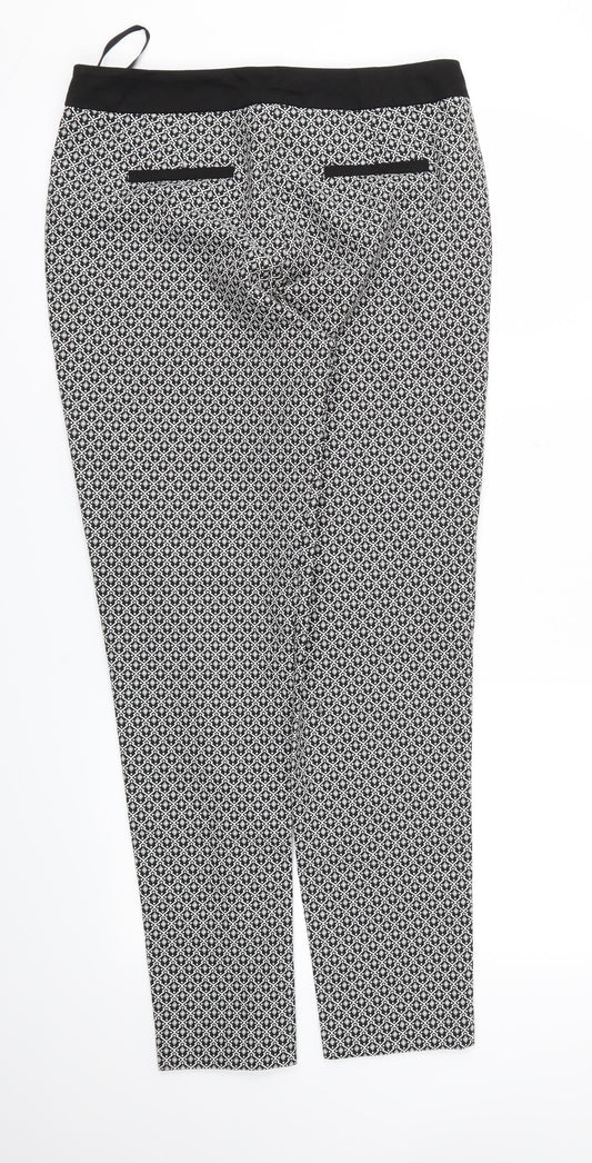 F&F Womens Black Argyle/Diamond Trousers Size 6 L28 in