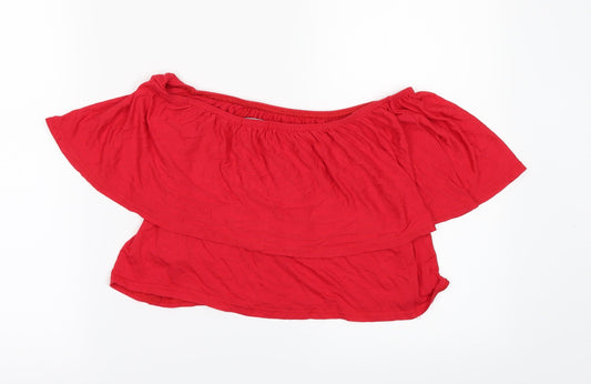 Boohoo Womens Red Cropped Blouse Size 14