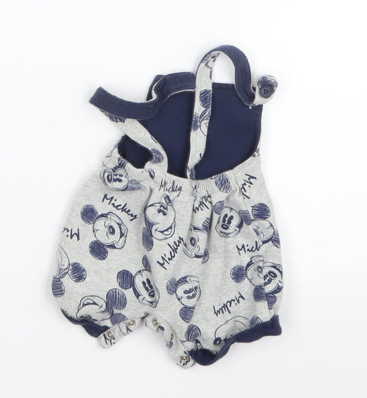 Matalan Baby Grey Geometric Dungaree Outfit/Set Size 0-3 Months - Mickey Mouse