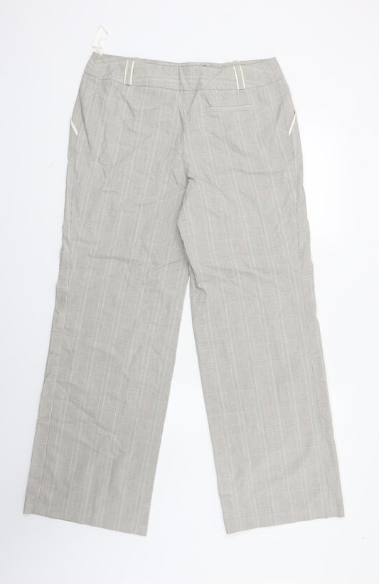 Monsoon Womens Grey Check Trousers Size 12 L28 in