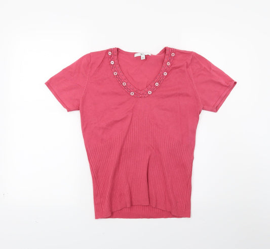 Klass Womens Red Knit Pullover Jumper Size 12