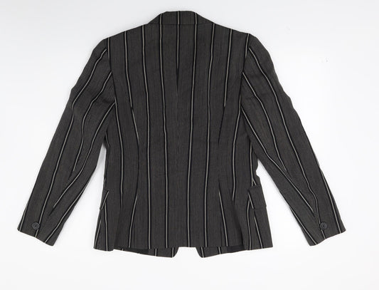 Betty Barclay Womens Grey Striped Jacket Blazer Size 12